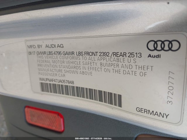 Aukcja sprzedaży 2018 Audi A4 2.0t Premium, vin: WAUFNAF47JA057848, numer aukcji: 45631563