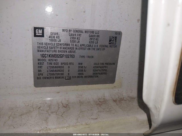 1GC1KWE82GF102763 Chevrolet Silverado 2500hd Ltz