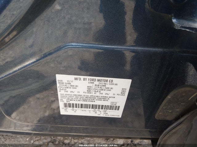 Aukcja sprzedaży 2018 Ford Edge Sel, vin: 2FMPK3J97JBB35964, numer aukcji: 45631593