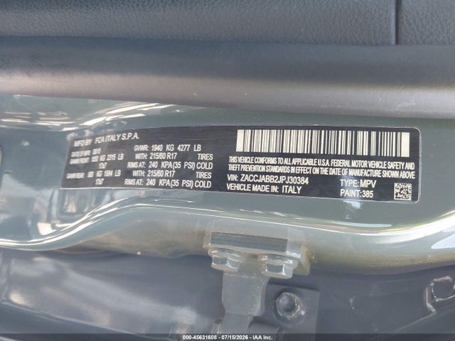 Aukcja sprzedaży 2018 Jeep Renegade Latitude Fwd, vin: ZACCJABB2JPJ30384, numer aukcji: 45631608