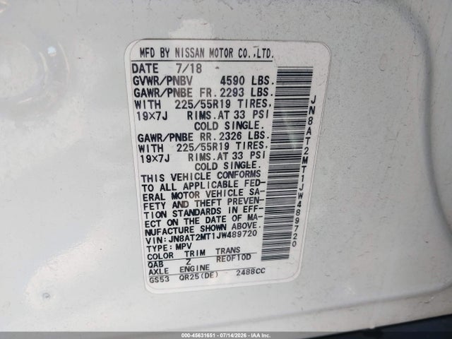 JN8AT2MT1JW489720 Nissan Rogue Sl