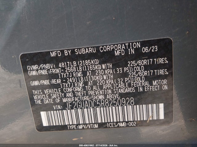Продажа на аукционе авто 2024 Subaru Crosstrek Premium, vin: JF2GUADC5R8250928, номер лота: 45631662