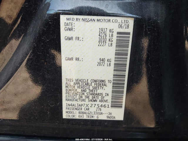 1N4AL3AP7JC275461 Nissan Altima 2.5 S