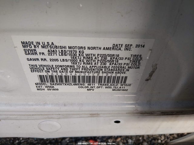 Продаж на аукціоні авто 2015 Mitsubishi Outlander Sport Se, vin: 4A4AR4AU9FE010291, номер лоту: 45631714