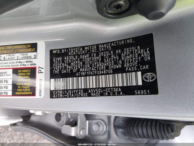 Toyota CAMRY SE 2015 4T1BF1FK7FU948706 Image 9
