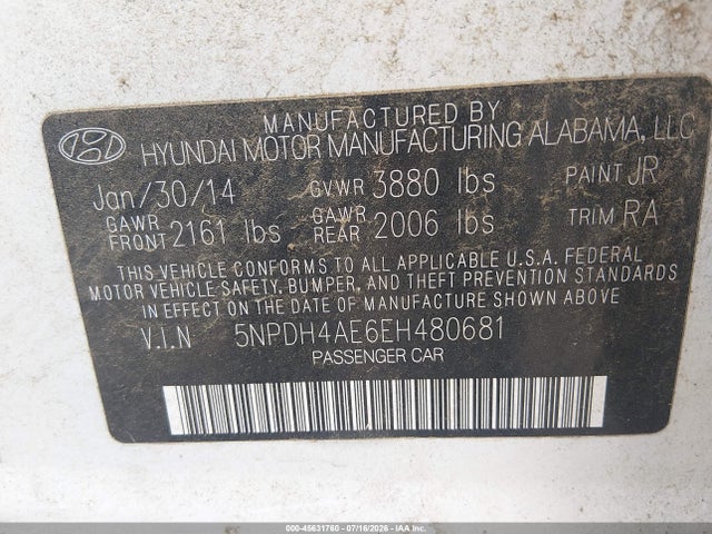 Hyundai ELANTRA SE 2014 5NPDH4AE6EH480681 Image 9