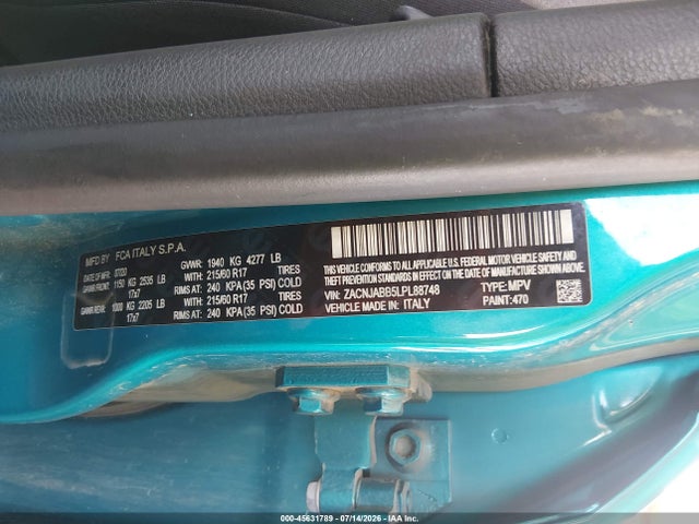 ZACNJABB5LPL88748 Jeep Renegade Latitude Fwd