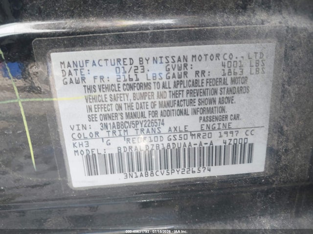 3N1AB8CV5PY226574 Nissan Sentra Sv Xtronic Cvt