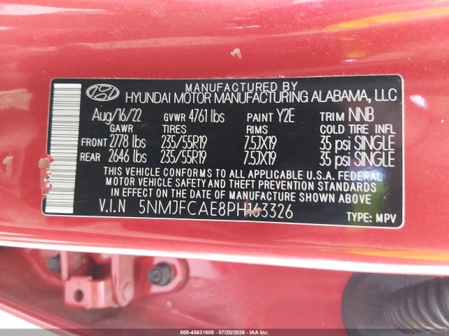 Aukcja sprzedaży 2023 Hyundai Tucson Sel, vin: 5NMJFCAE8PH163326, numer aukcji: 45631808