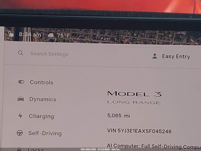 2025 Tesla Model 3 Long Range Rear-wheel Drive/standard Rear-wheel Drive მანქანა იყიდება აუქციონზე, vin: 5YJ3E1EAXSF045246, აუქციონის ნომერი: 45631809