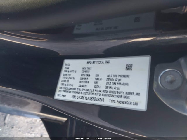2025 Tesla Model 3 Long Range Rear-wheel Drive/standard Rear-wheel Drive მანქანა იყიდება აუქციონზე, vin: 5YJ3E1EAXSF045246, აუქციონის ნომერი: 45631809