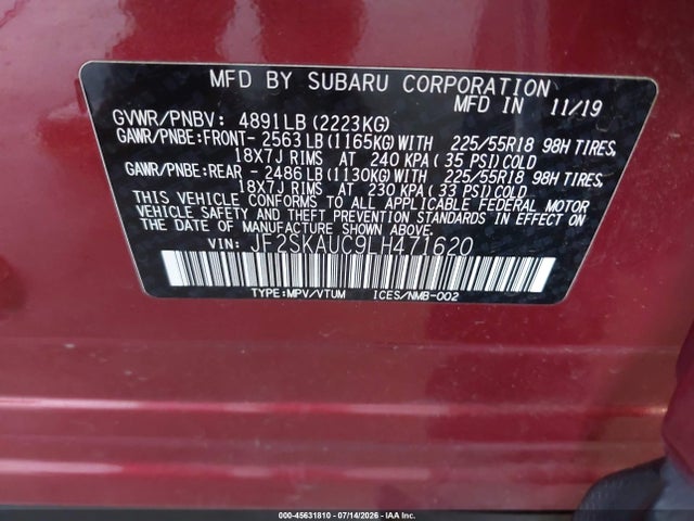 Subaru Forester Limited 2020 JF2SKAUC9LH471620 Image 9