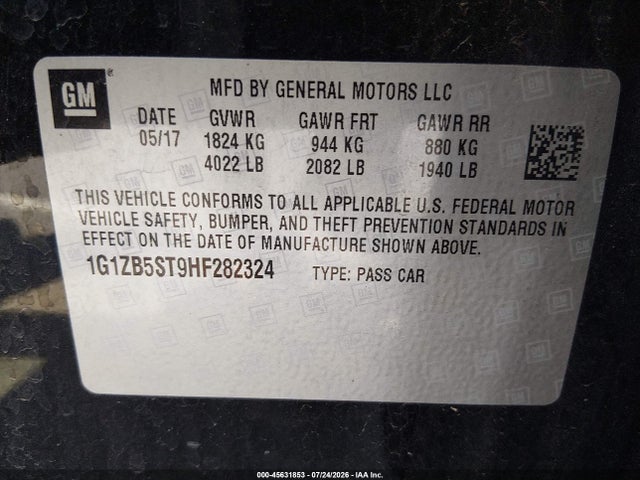Chevrolet MALIBU LS 2017 1G1ZB5ST9HF282324 Image 9