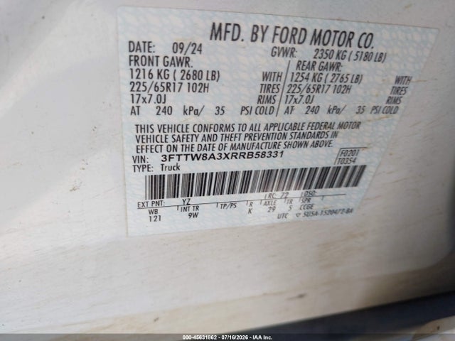 Ford Maverick Xl 2024 3FTTW8A3XRRB58331 Image 9