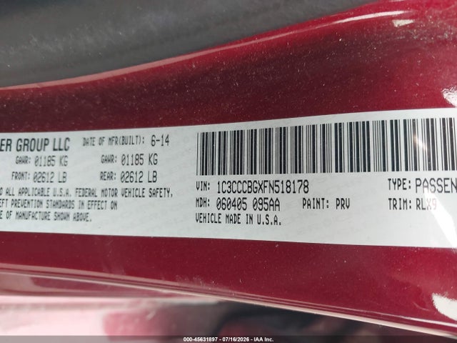 Продажа на аукционе авто 2015 Chrysler 200 S, vin: 1C3CCCBGXFN518178, номер лота: 45631897