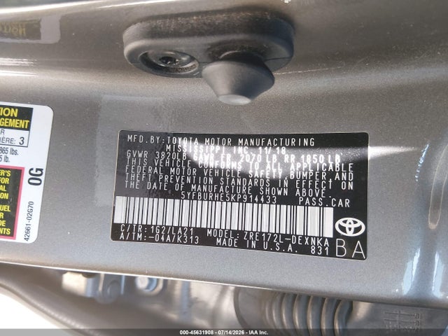5YFBURHE5KP914433 Toyota Corolla Xle