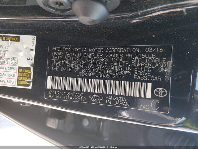 Toyota Prius Three 2016 JTDKARFU4G3512857 Image 9