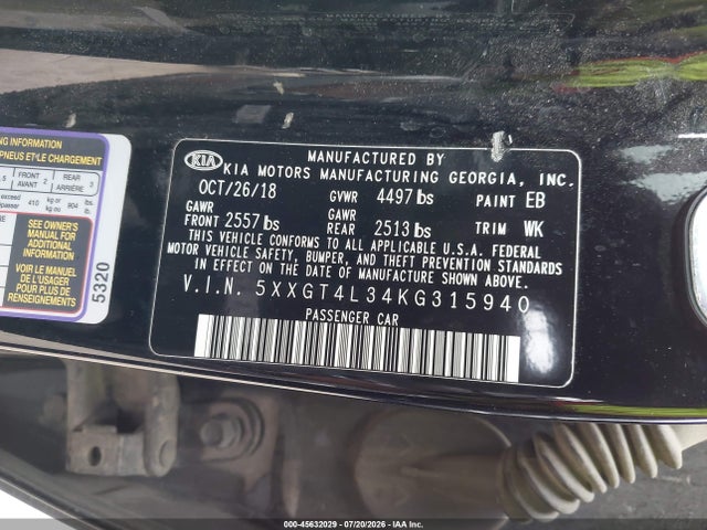 KIA Optima S 2019 5XXGT4L34KG315940 Image 9