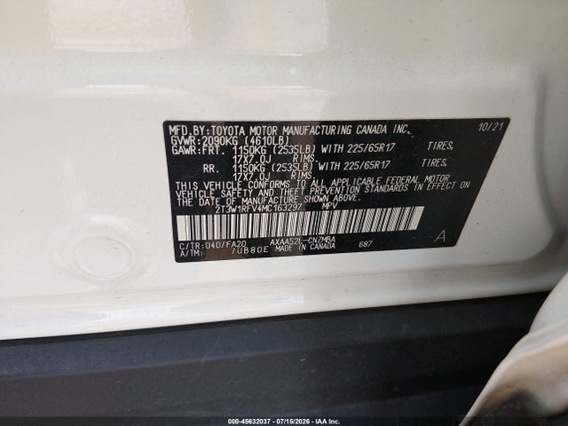 Aukcja sprzedaży 2021 Toyota Rav4 Xle, vin: 2T3W1RFV4MC163297, numer aukcji: 45632037