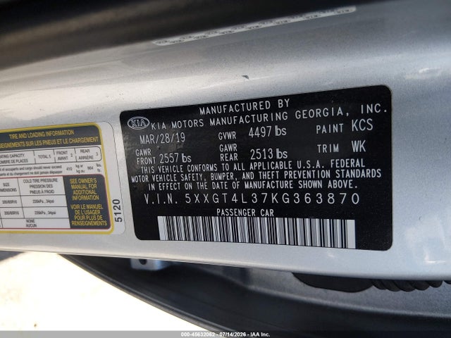 KIA Optima Lx 2019 5XXGT4L37KG363870 Image 9