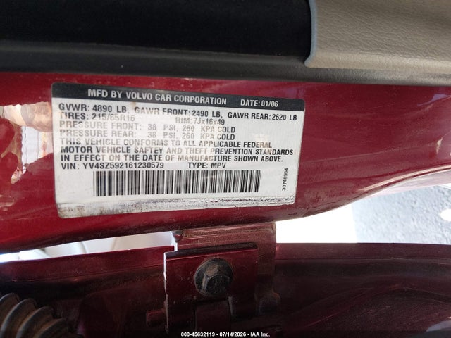 45632119 :رقم المزاد ، YV4SZ592161230579 vin ، 2006 Volvo Xc70 2.5t/volvo Ocean Race Edition مزاد بيع