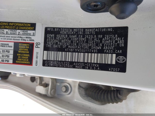 Toyota CAMRY XSE 2016 4T1BF1FK5GU117495 Image 9