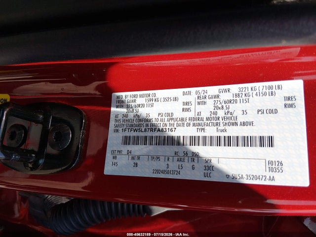 Ford F-150 Lariat 2024 1FTFW5L87RFA83167 Image 9