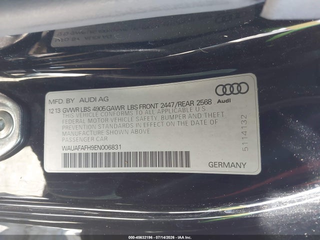 Audi A5 2.0t Premium 2014 WAUAFAFH9EN006831 Image 9