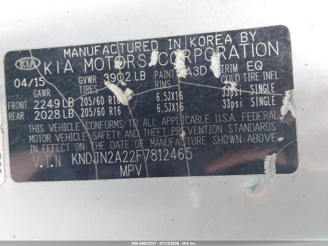 KIA Soul 2015 KNDJN2A22F7812465 Image 9