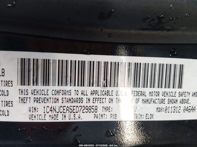 Aukcja sprzedaży 2014 Jeep Compass High Altitude, vin: 1C4NJCEA5ED729858, numer aukcji: 45632282