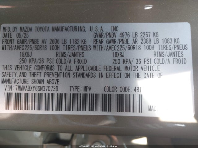 Продаж на аукціоні авто 2025 Mazda Cx-50 2.5 Turbo Meridian Edition, vin: 7MMVABXY6SN370739, номер лоту: 45632290