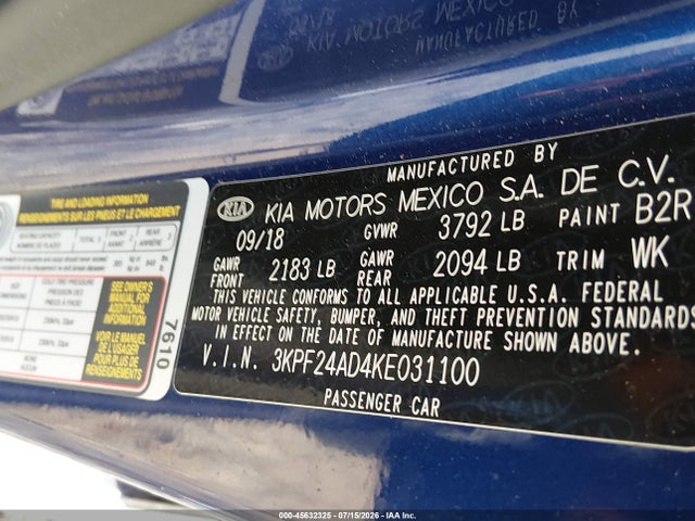 KIA Forte Lxs 2019 3KPF24AD4KE031100 Image 9