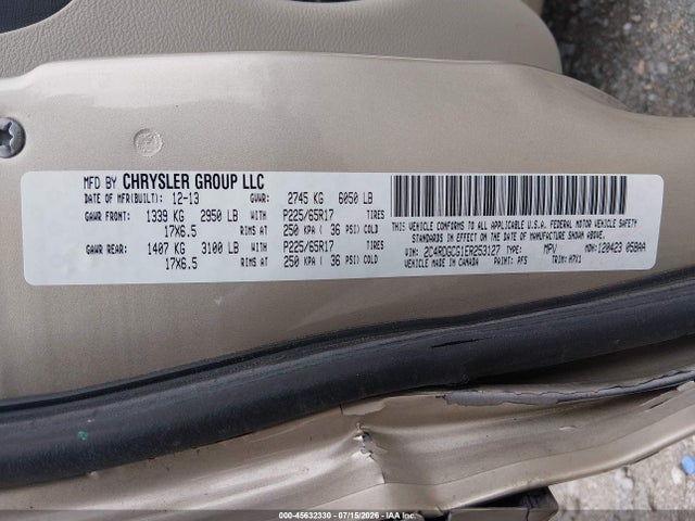 Продажа на аукционе авто 2014 Dodge Grand Caravan Sxt, vin: 2C4RDGCG1ER253127, номер лота: 45632330