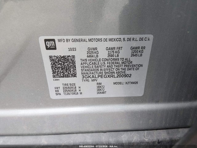 Aukcja sprzedaży 2024 Gmc Terrain Fwd Slt, vin: 3GKALPEGXRL200902, numer aukcji: 45632354