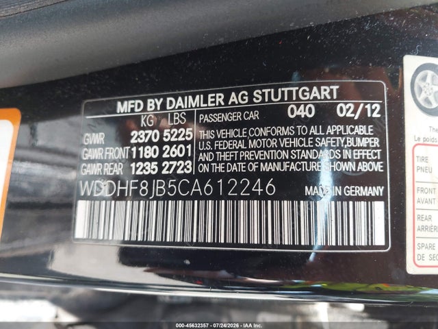 Продажа на аукционе авто 2012 Mercedes-benz E 350 4matic, vin: WDDHF8JB5CA612246, номер лота: 45632357