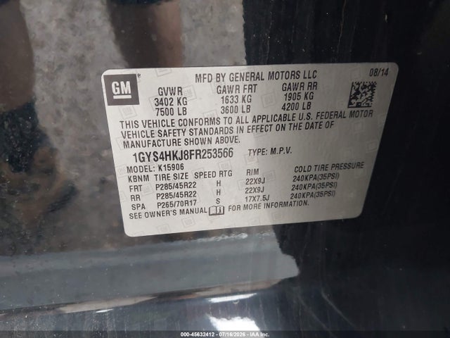 1GYS4HKJ8FR253566 Cadillac Escalade Esv Luxury