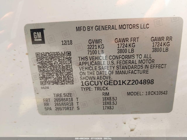 1GCUYGED1KZ204898 Chevrolet Silverado 1500 Ltz