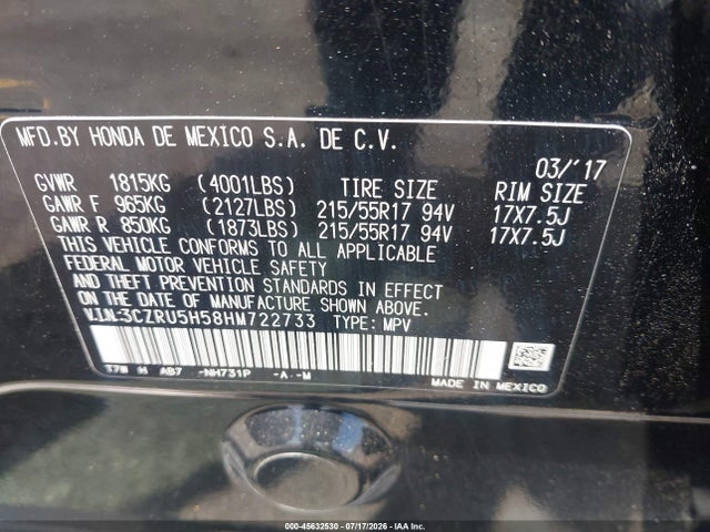 Honda HR-V EX 2017 3CZRU5H58HM722733 Image 9