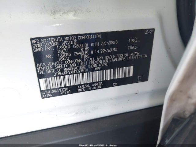 JTME6RFVXND527510 Toyota Rav4 Hybrid Xse