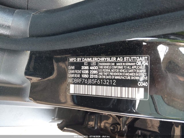 Aukcja sprzedaży 2005 Mercedes-benz C 55 Amg, vin: WDBRF76J85F613212, numer aukcji: 45632623