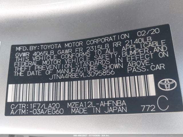 JTNA4RBE9L3095856 Toyota Corolla Xse