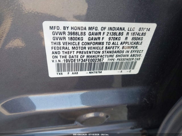 Aukcja sprzedaży 2015 Acura Ilx 2.0l, vin: 19VDE1F34FE002367, numer aukcji: 45632629