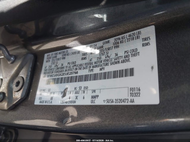 Ford ESCAPE SE 2014 1FMCU0GX2EUE25798 Image 9
