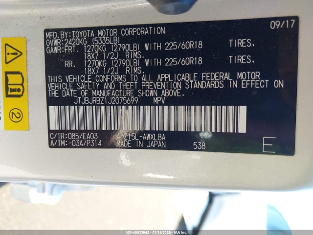 Lexus NX 300H 2018 JTJBJRBZ1J2075699 Image 9