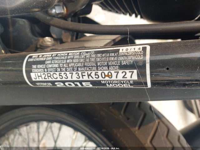Aukcja sprzedaży 2015 Honda Vt750 C2b, vin: JH2RC5373FK500727, numer aukcji: 45632713