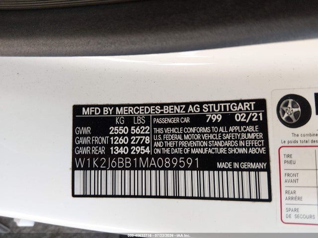 W1K2J6BB1MA089591 Mercedes-Benz Amg Cls 53 4matic