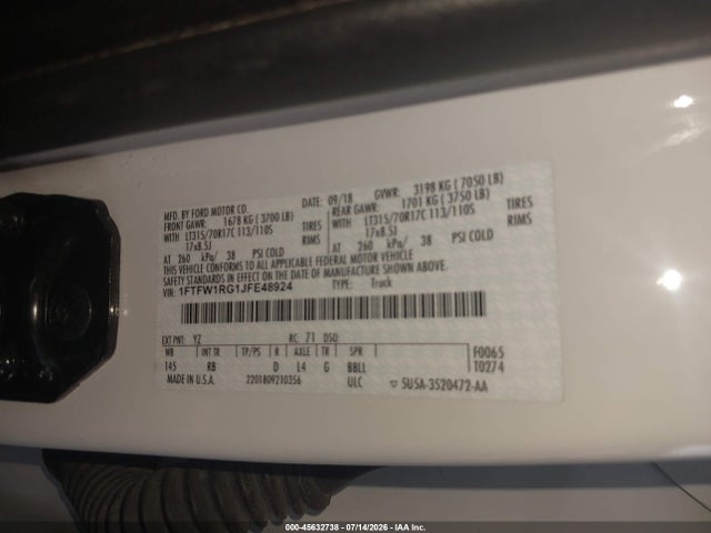 Ford F-150 Raptor 2018 1FTFW1RG1JFE48924 Image 9