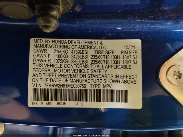7FARW2H81ME030759 Honda Cr-v Awd Ex-l