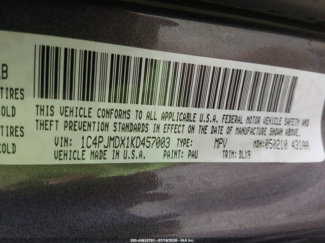 1C4PJMDX1KD457003 Jeep Cherokee High Altitude 4x4