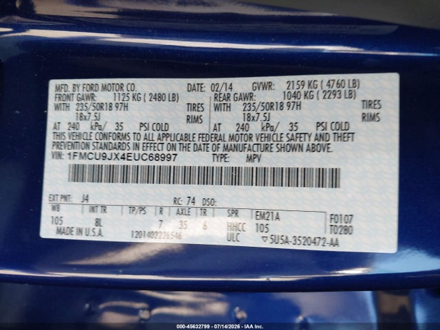 Ford Escape Titanium 2014 1FMCU9JX4EUC68997 Image 9